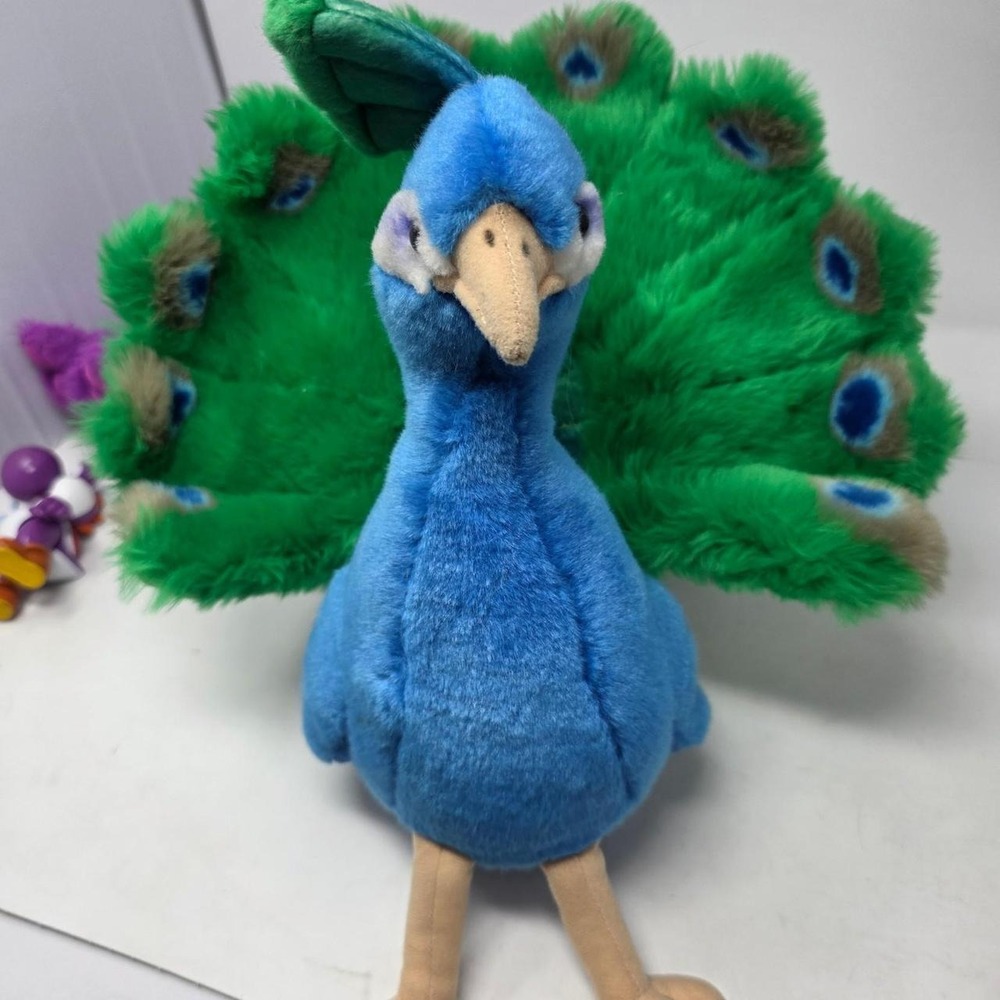 FAO Schwartz peacock plush stuffed animal toy 14"
